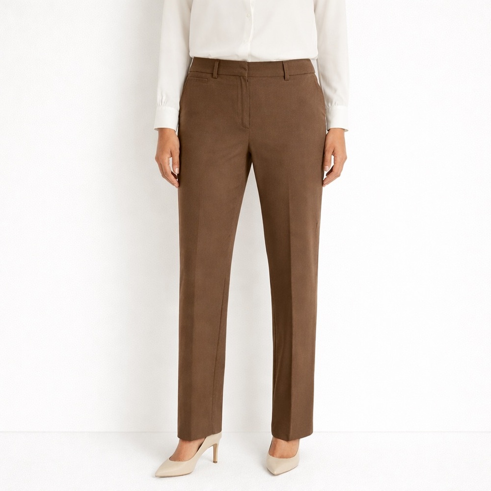 Chicos Brown Straight Leg Dress Pants Size 3 Short 16